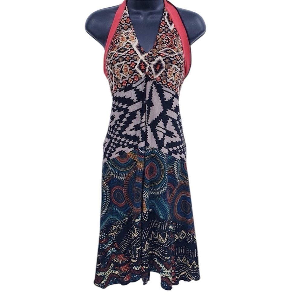 Autumn Teneyl Colorful Print Halter Dress